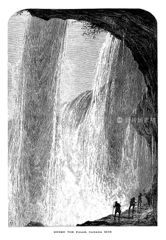 尼亚加拉瀑布下，安大略|美国历史插图